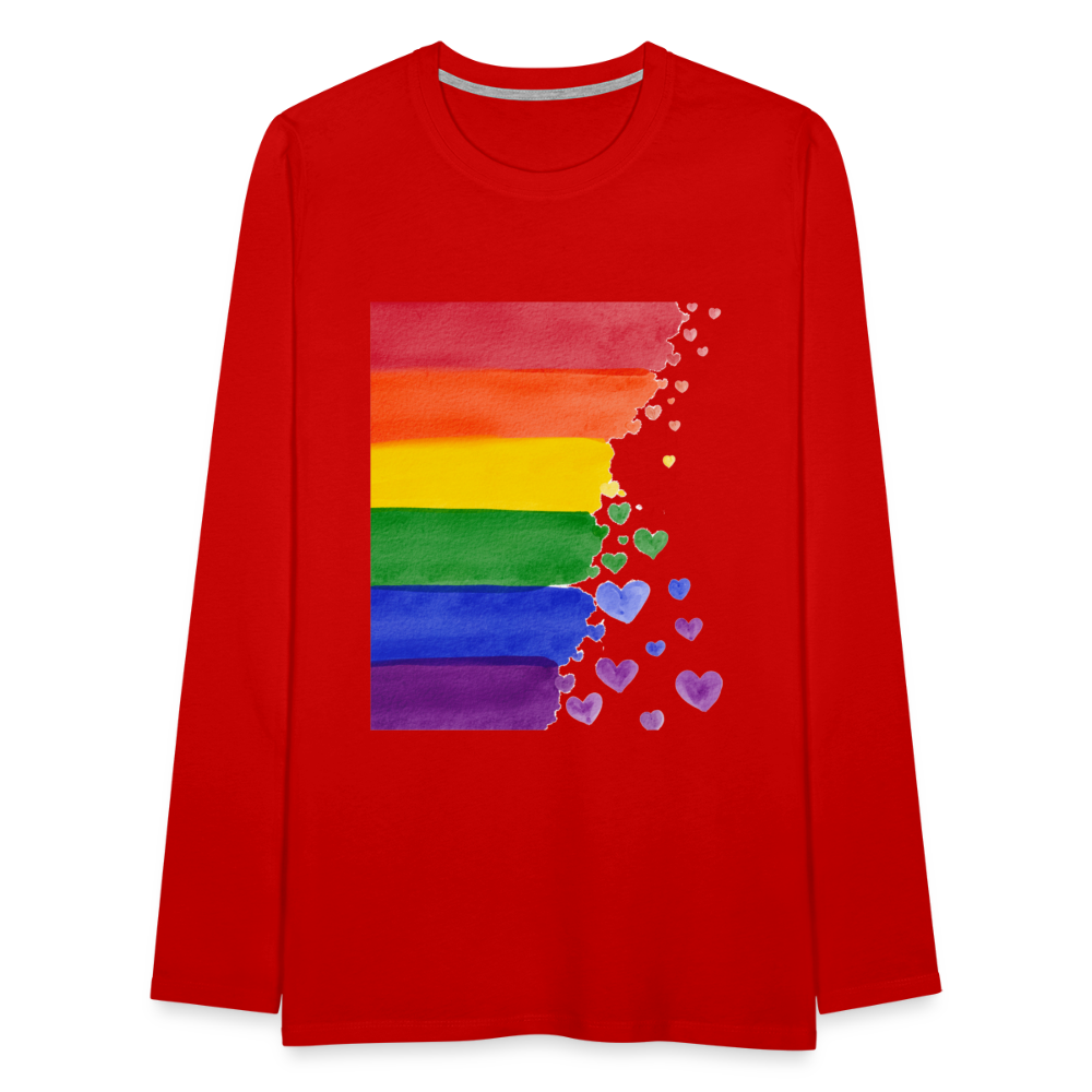 Männer Premium Langarmshirt - LGBT Streifen - Rot