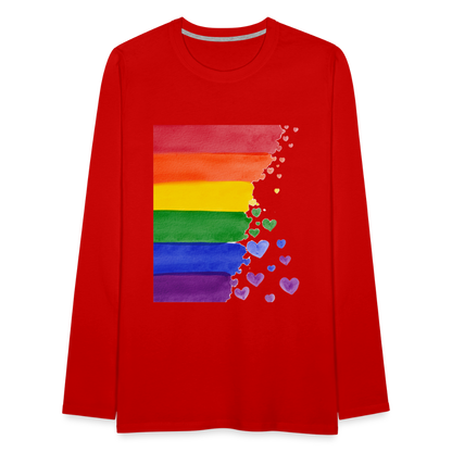 Männer Premium Langarmshirt - LGBT Streifen - Rot