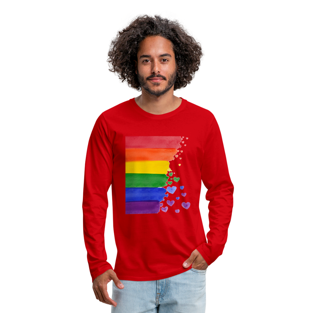 Männer Premium Langarmshirt - LGBT Streifen - Rot