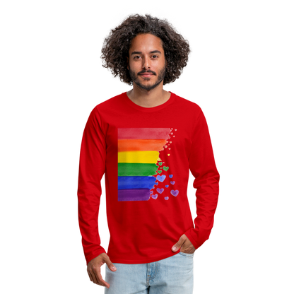 Männer Premium Langarmshirt - LGBT Streifen - Rot