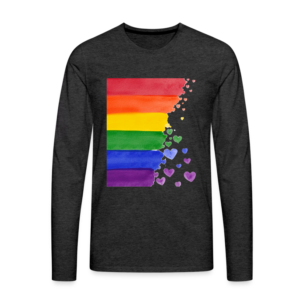 Männer Premium Langarmshirt - LGBT Streifen - Anthrazit