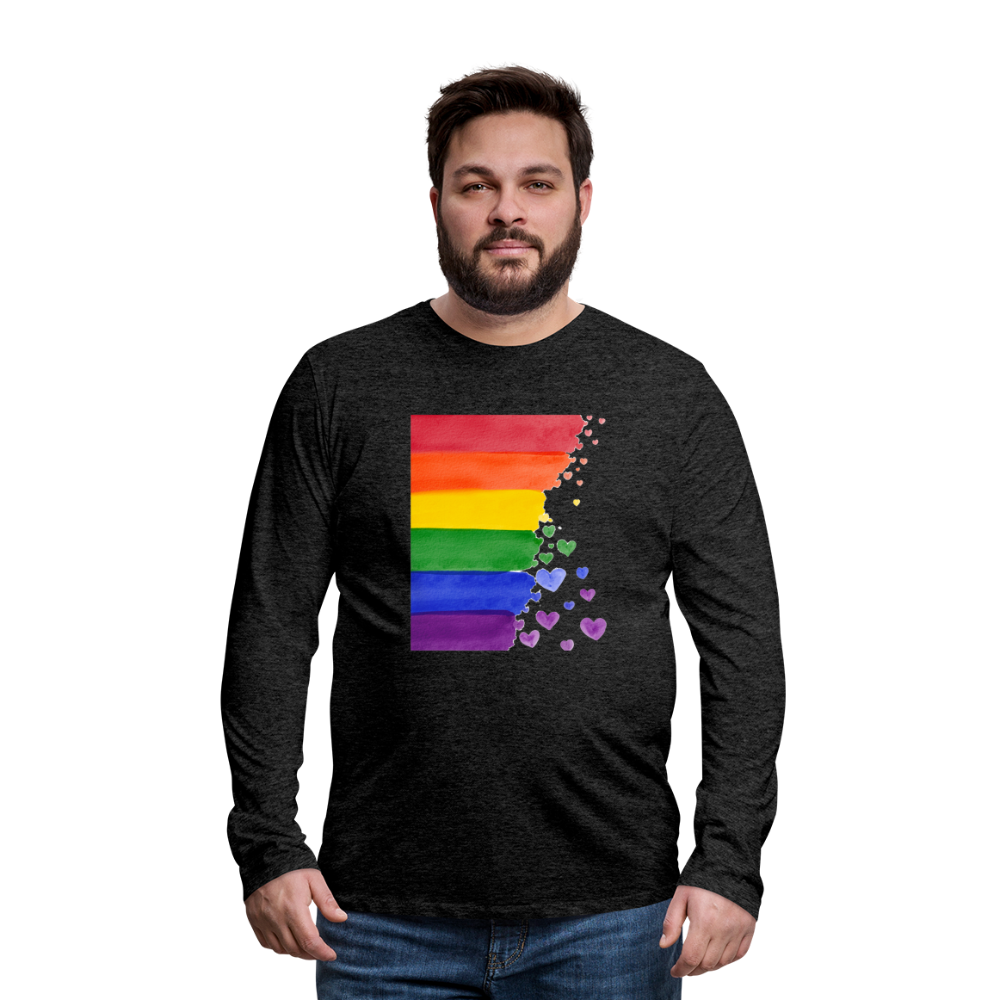 Männer Premium Langarmshirt - LGBT Streifen - Anthrazit