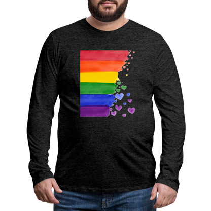 Männer Premium Langarmshirt - LGBT Streifen - Anthrazit