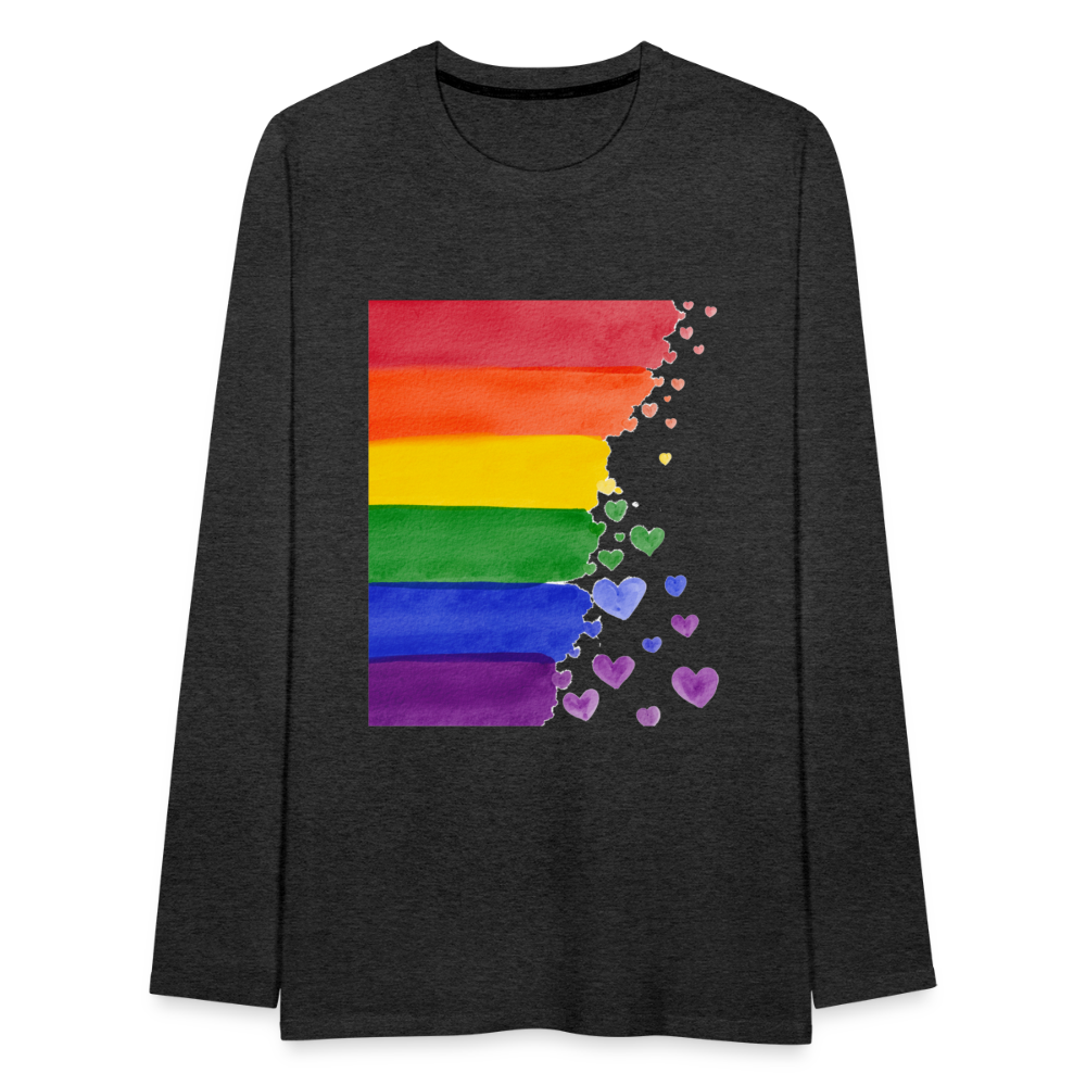 Männer Premium Langarmshirt - LGBT Streifen - Anthrazit