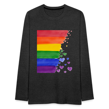 Männer Premium Langarmshirt - LGBT Streifen - Anthrazit