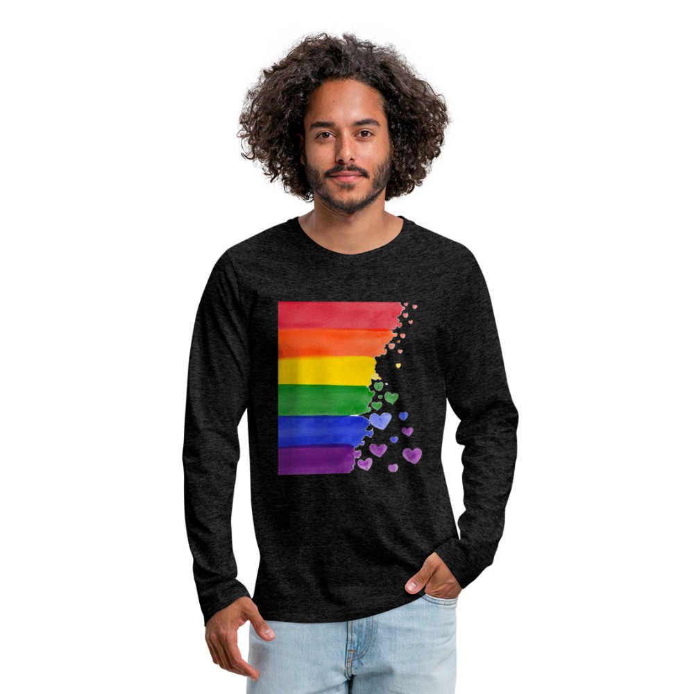 Männer Premium Langarmshirt - LGBT Streifen - Anthrazit