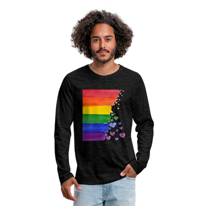 Männer Premium Langarmshirt - LGBT Streifen - Anthrazit