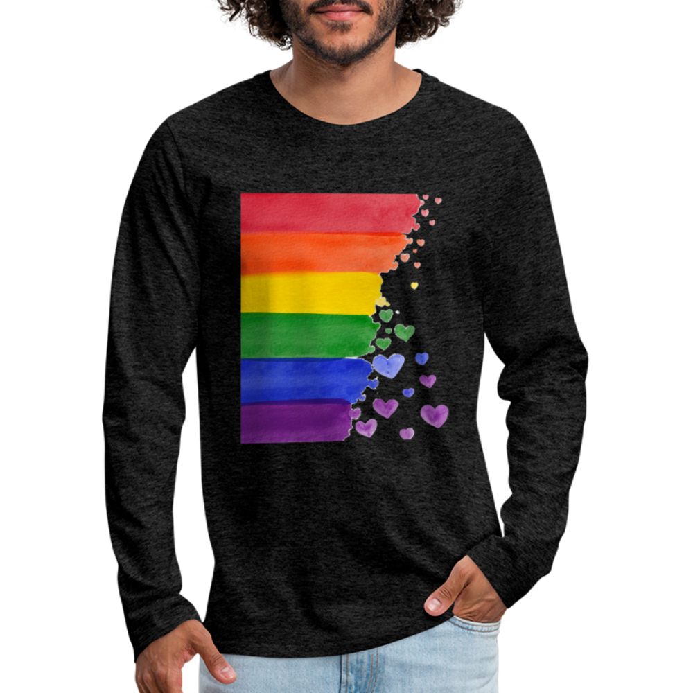 Männer Premium Langarmshirt - LGBT Streifen - Anthrazit