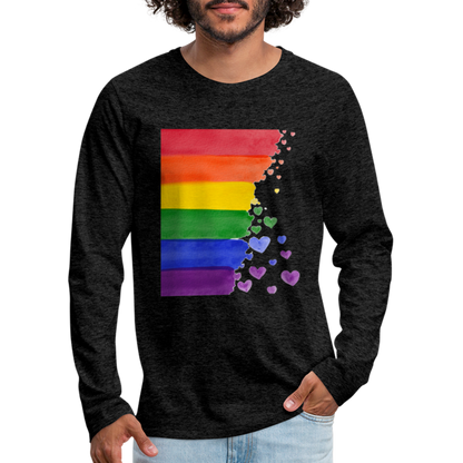 Männer Premium Langarmshirt - LGBT Streifen - Anthrazit