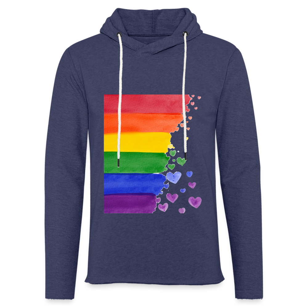 Leichtes Kapuzensweatshirt Unisex - LGBT Streifen - Navy meliert