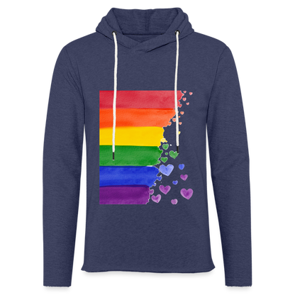 Leichtes Kapuzensweatshirt Unisex - LGBT Streifen - Navy meliert