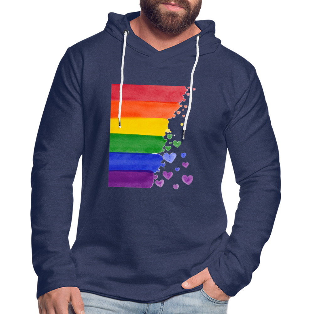 Leichtes Kapuzensweatshirt Unisex - LGBT Streifen - Navy meliert