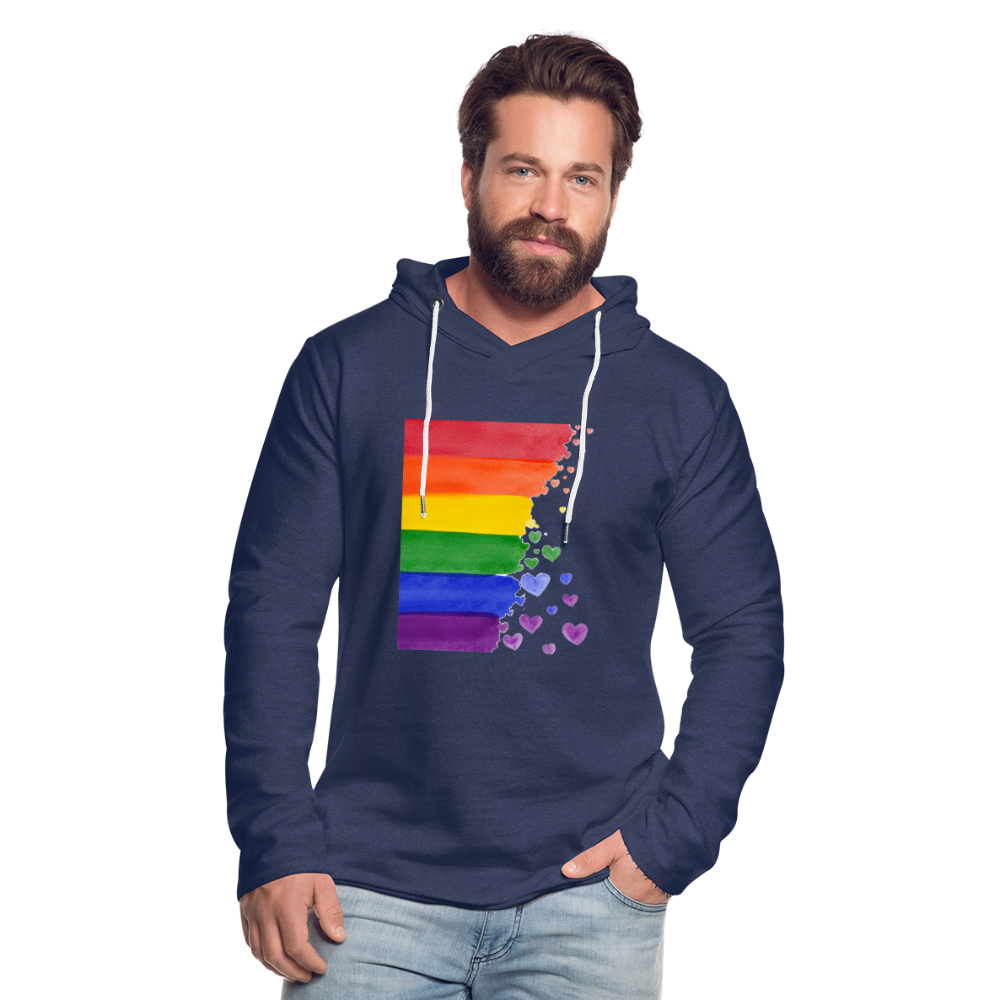 Leichtes Kapuzensweatshirt Unisex - LGBT Streifen - Navy meliert