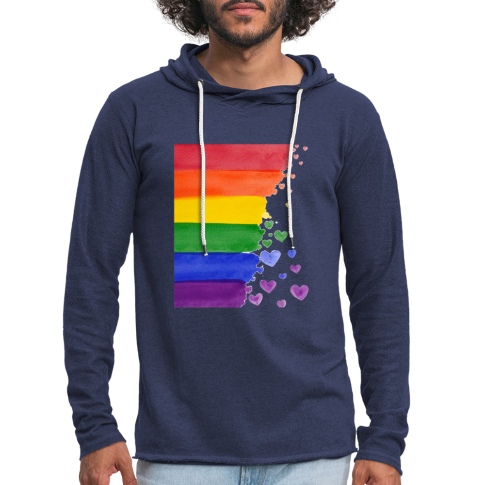 Leichtes Kapuzensweatshirt Unisex - LGBT Streifen - Navy meliert