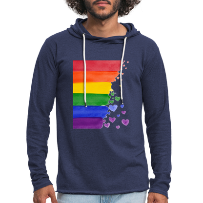 Leichtes Kapuzensweatshirt Unisex - LGBT Streifen - Navy meliert