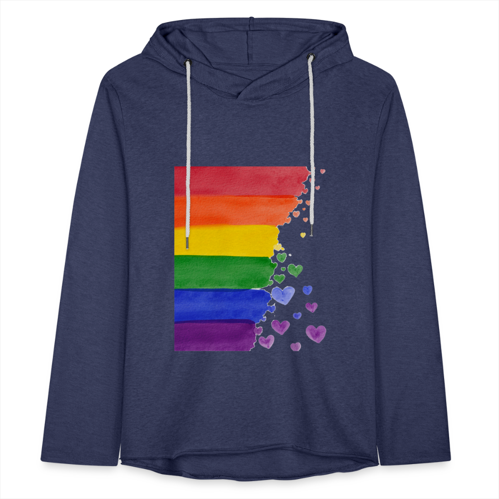 Leichtes Kapuzensweatshirt Unisex - LGBT Streifen - Navy meliert