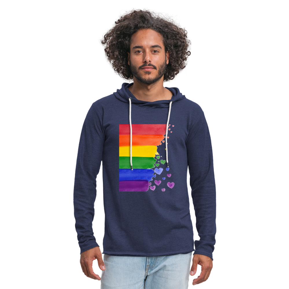 Leichtes Kapuzensweatshirt Unisex - LGBT Streifen - Navy meliert