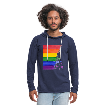 Leichtes Kapuzensweatshirt Unisex - LGBT Streifen - Navy meliert