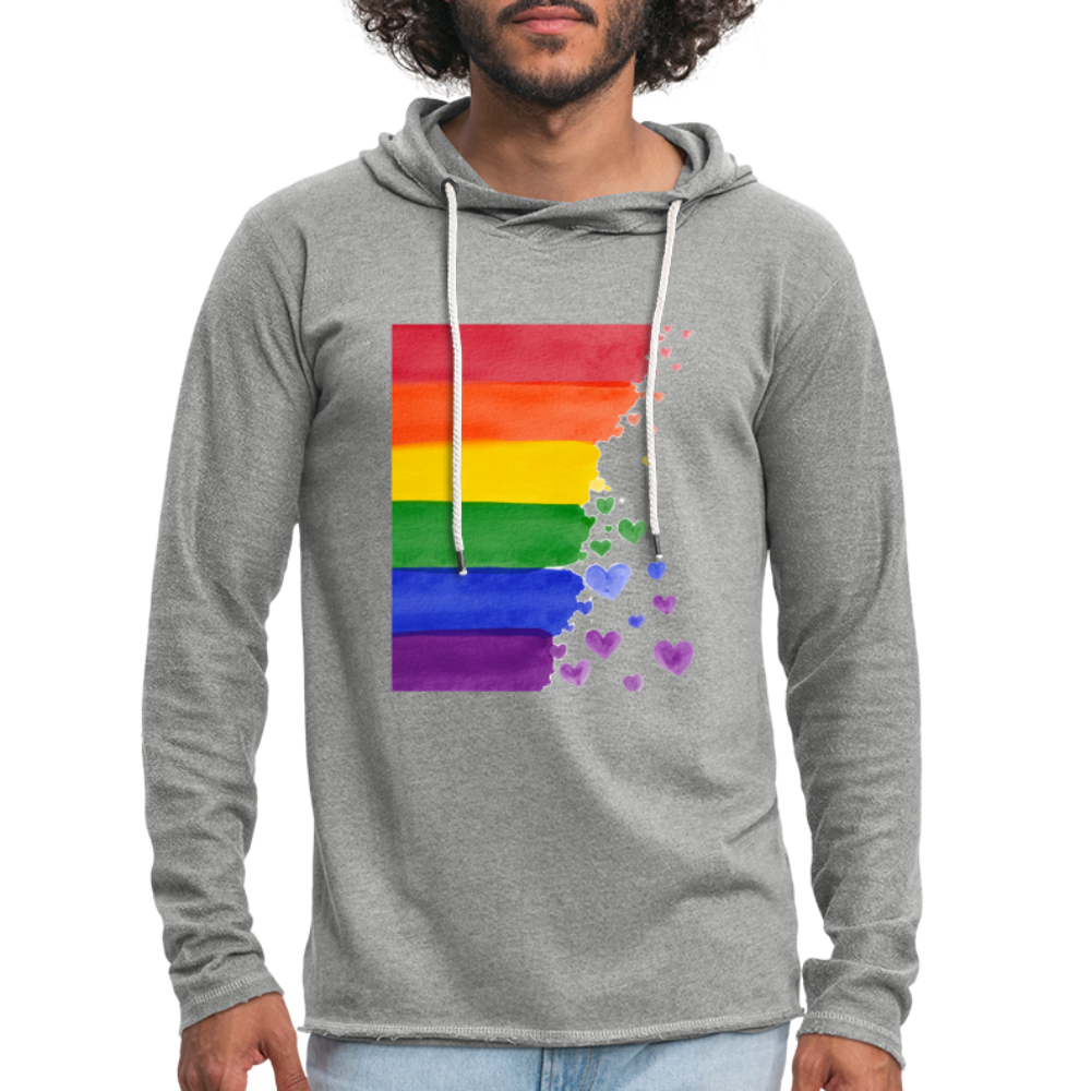 Leichtes Kapuzensweatshirt Unisex - LGBT Streifen - Grau meliert