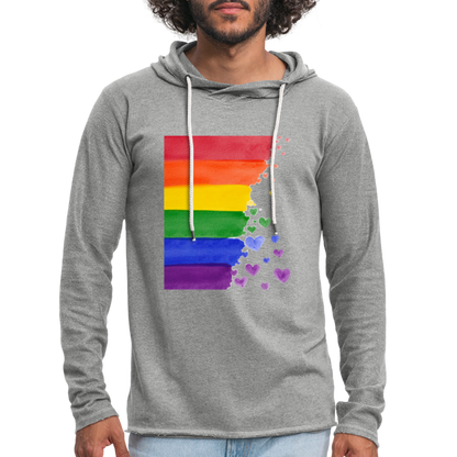 Leichtes Kapuzensweatshirt Unisex - LGBT Streifen - Grau meliert