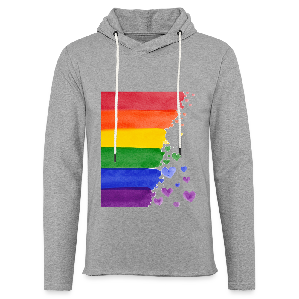 Leichtes Kapuzensweatshirt Unisex - LGBT Streifen - Grau meliert