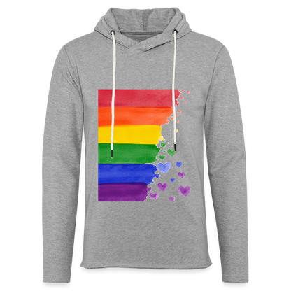 Leichtes Kapuzensweatshirt Unisex - LGBT Streifen - Grau meliert