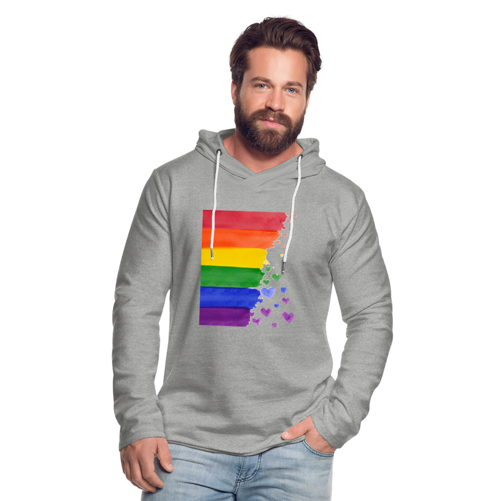 Leichtes Kapuzensweatshirt Unisex - LGBT Streifen - Grau meliert