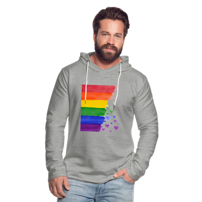 Leichtes Kapuzensweatshirt Unisex - LGBT Streifen - Grau meliert