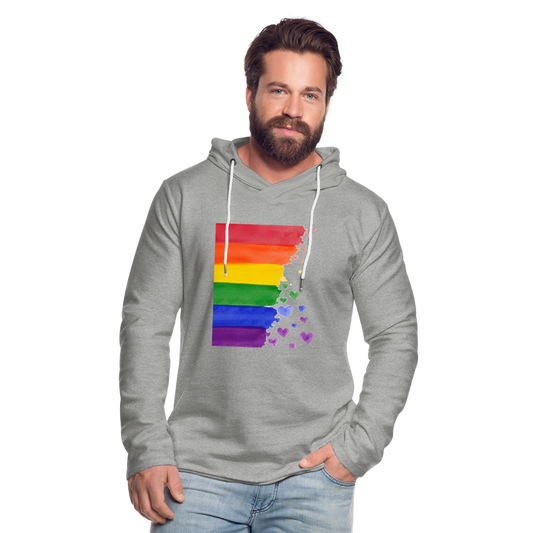 Leichtes Kapuzensweatshirt Unisex - LGBT Streifen - Grau meliert