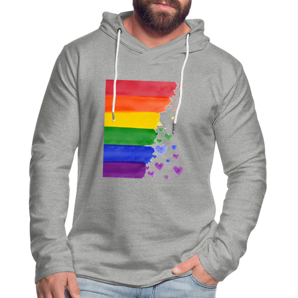 Leichtes Kapuzensweatshirt Unisex - LGBT Streifen - Grau meliert