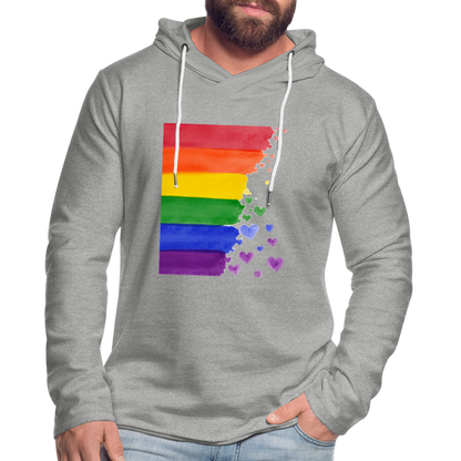 Leichtes Kapuzensweatshirt Unisex - LGBT Streifen - Grau meliert