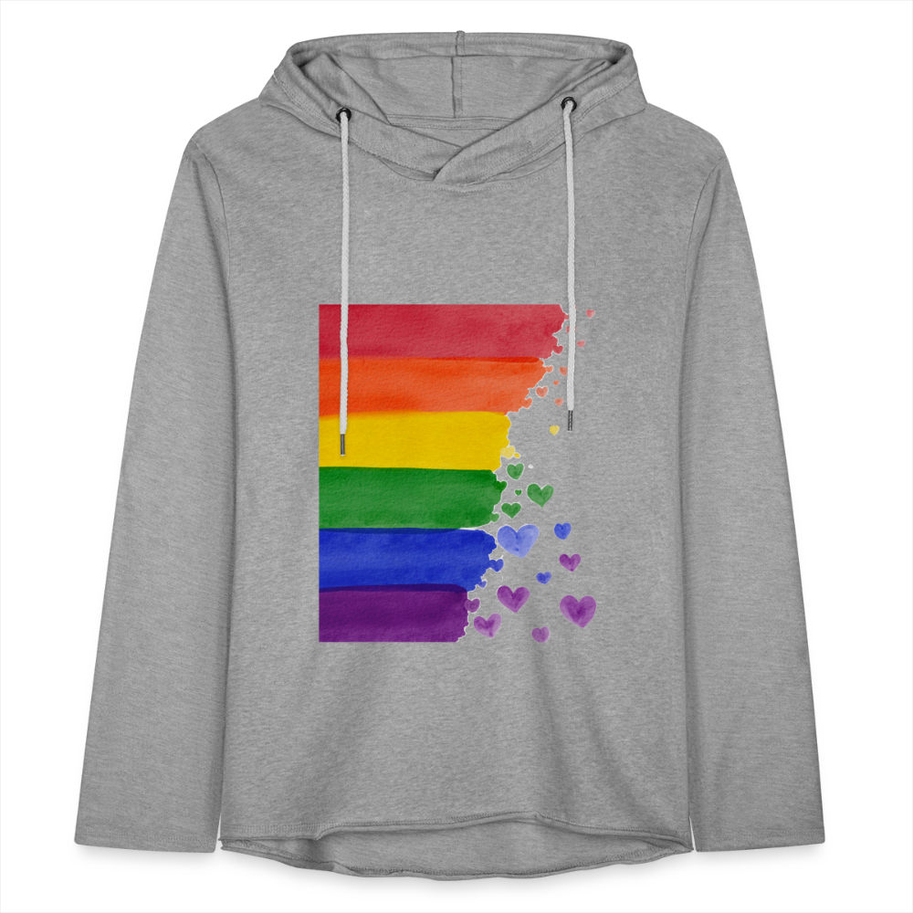 Leichtes Kapuzensweatshirt Unisex - LGBT Streifen - Grau meliert