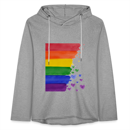 Leichtes Kapuzensweatshirt Unisex - LGBT Streifen - Grau meliert