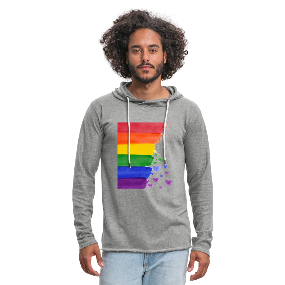 Leichtes Kapuzensweatshirt Unisex - LGBT Streifen - Grau meliert