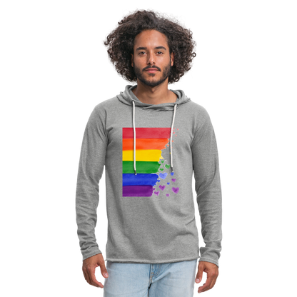 Leichtes Kapuzensweatshirt Unisex - LGBT Streifen - Grau meliert