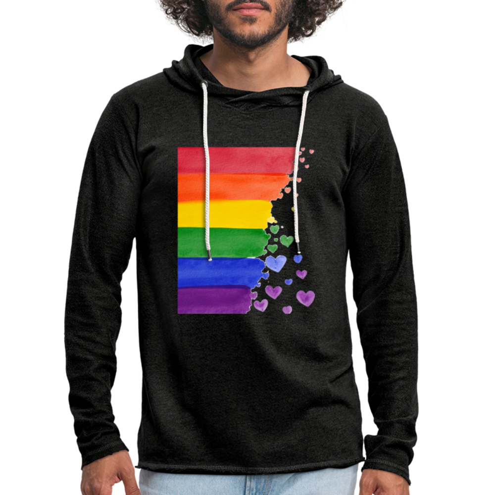 Leichtes Kapuzensweatshirt Unisex - LGBT Streifen - Anthrazit