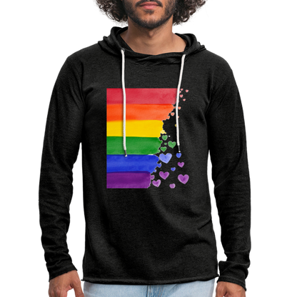 Leichtes Kapuzensweatshirt Unisex - LGBT Streifen - Anthrazit