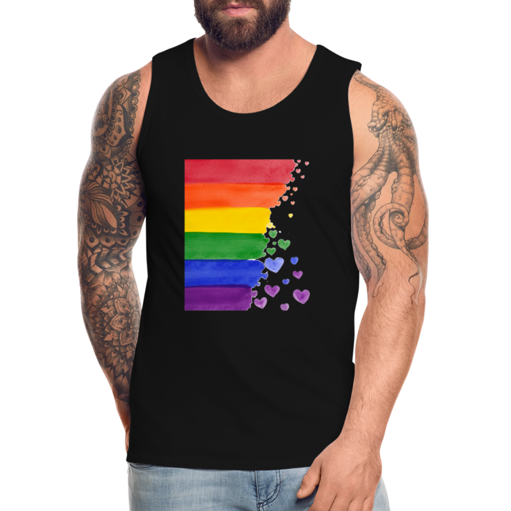 Männer Premium Tank Top - LGBT Streifen - Schwarz