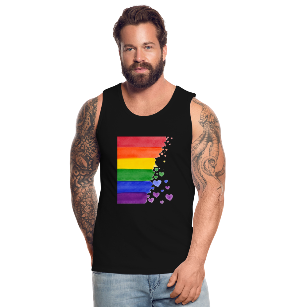 Männer Premium Tank Top - LGBT Streifen - Schwarz