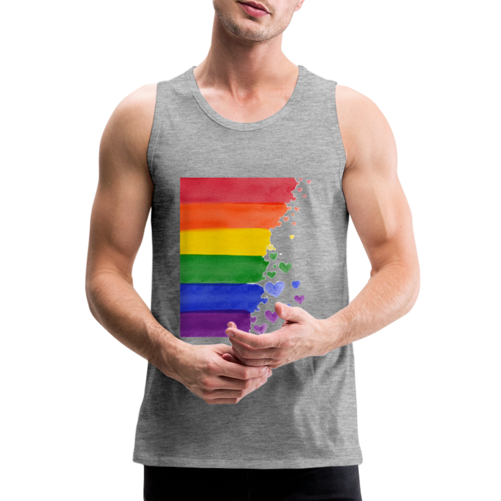 Männer Premium Tank Top - LGBT Streifen - Grau meliert