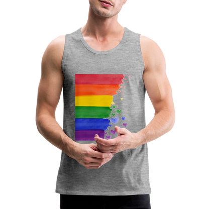 Männer Premium Tank Top - LGBT Streifen - Grau meliert