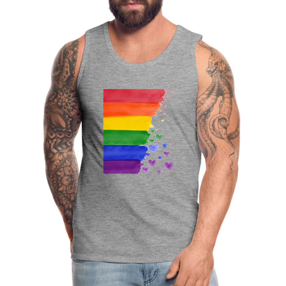 Männer Premium Tank Top - LGBT Streifen - Grau meliert