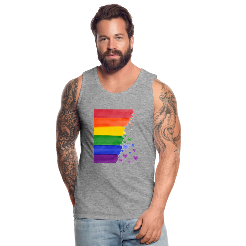 Männer Premium Tank Top - LGBT Streifen - Grau meliert