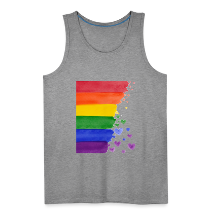 Männer Premium Tank Top - LGBT Streifen - Grau meliert