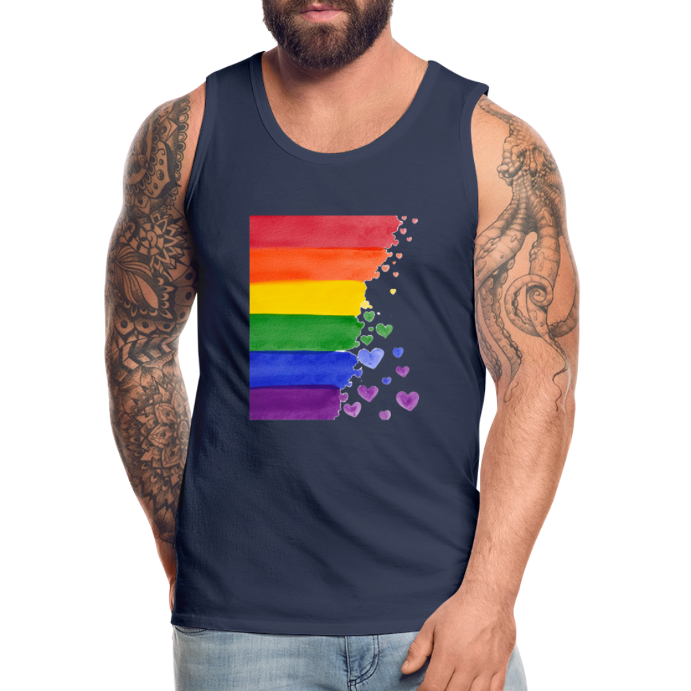 Männer Premium Tank Top - LGBT Streifen - Navy