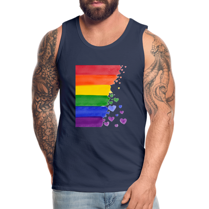 Männer Premium Tank Top - LGBT Streifen - Navy