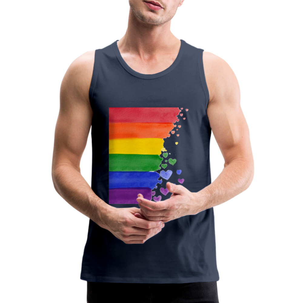 Männer Premium Tank Top - LGBT Streifen - Navy