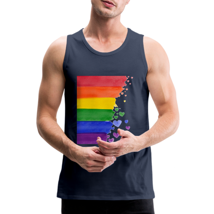 Männer Premium Tank Top - LGBT Streifen - Navy