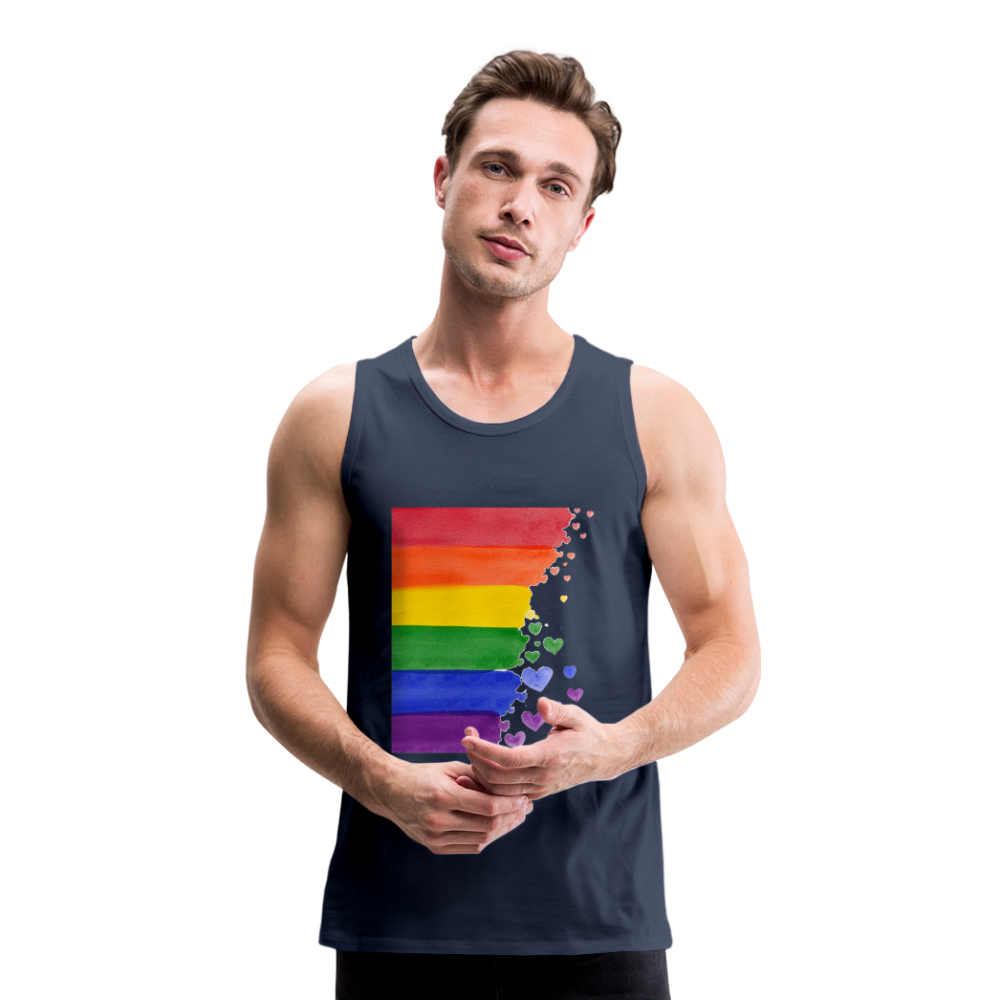 Männer Premium Tank Top - LGBT Streifen - Navy