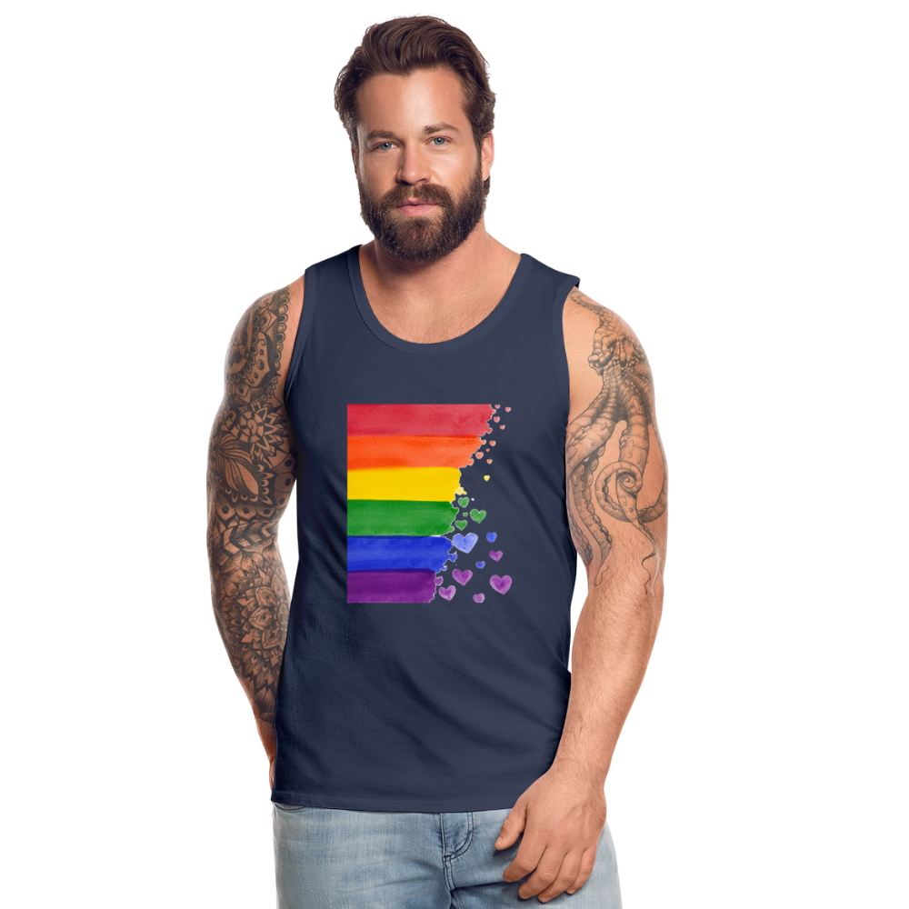 Männer Premium Tank Top - LGBT Streifen - Navy